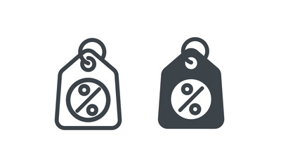 Modern Discount and Price Tag Icons Set. Outline and Solid Vector Illustrations for Sales, Promotions, E-commerce, and Marketing.
