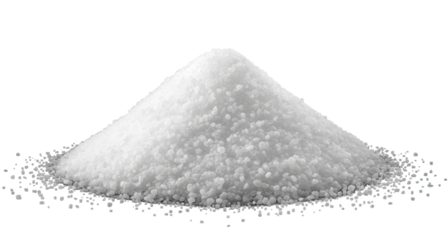 Pile of white sugar cubes isolated on white background