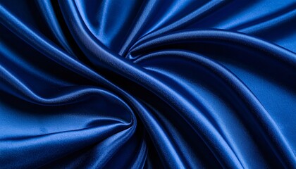 Obraz premium Deep blue velvet fabric draped smoothly, catching soft light with subtle folds, ultra-crisp