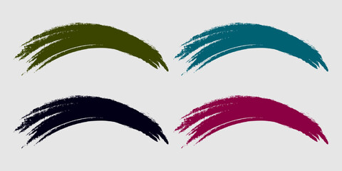 Brush stroke vectors. Yellow, blue, and dark blue backgrounds. Colorful text box set. Brush collection. Dirty brush texture banner. Rectangular painting objects.