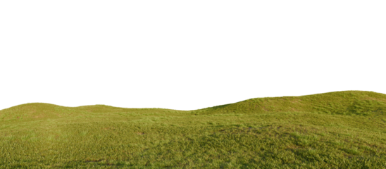 Hills with grass on a transparent background. 3D rendering.	
