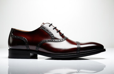 Elegant men's oxford shoe with a polished two-tone finish and decorative perforations