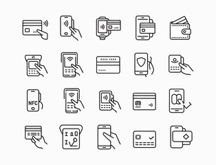 Payment Vector Icon Set with Adjustable Line Weight and Digital Transaction Theme  
