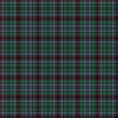 Muted Azure, Black, Muted Green, Maroon Tartan Weave Pattern - Tile