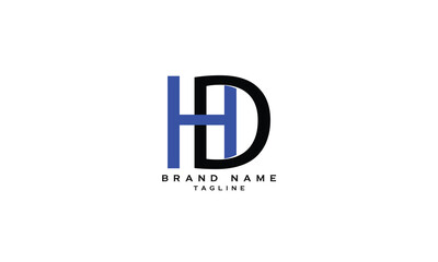 HD, DH, Abstract initial monogram letter alphabet logo design