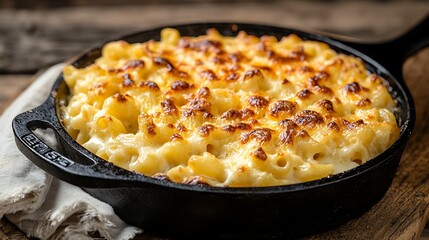 Golden Baked Macaroni and Cheese in a Cast Iron Skillet