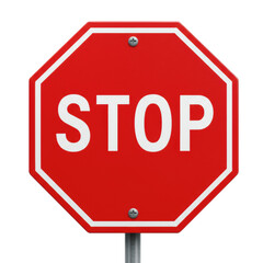 Obraz premium Bright red octagonal stop sign with white 