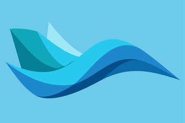 Obraz premium Blue sea waves vector background with abstract line art decoration