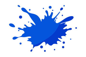 Naklejka premium Colorful paint and ink splashes create a vibrant blue blot design, a liquid art stain with a grunge vector texture