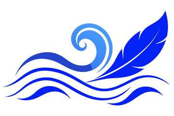 Fototapeta premium Abstract blue vector illustration featuring a swan and flowing water patterns