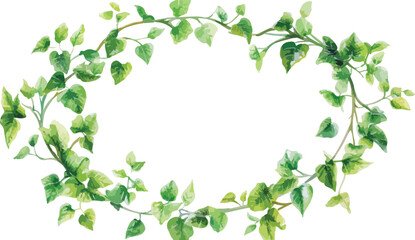 Elegant Watercolor Green Vine Border