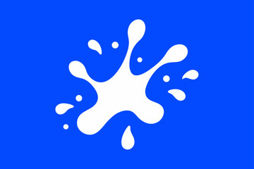 Blue ink splash vector illustration with water drops, a liquid design element