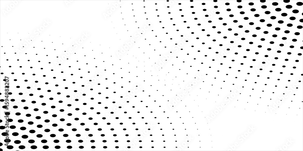 Poster black and white dotted halftone vector background. halftone pattern with black dot on transparent ov