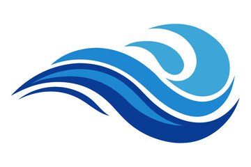 Naklejka premium Abstract blue wave vector design with ocean motion line art illustration