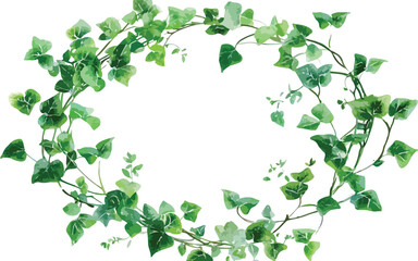 Circular Watercolor Ivy Wreath Design