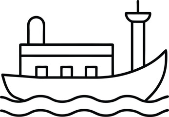 Paddleboat Scene Outline Drawing