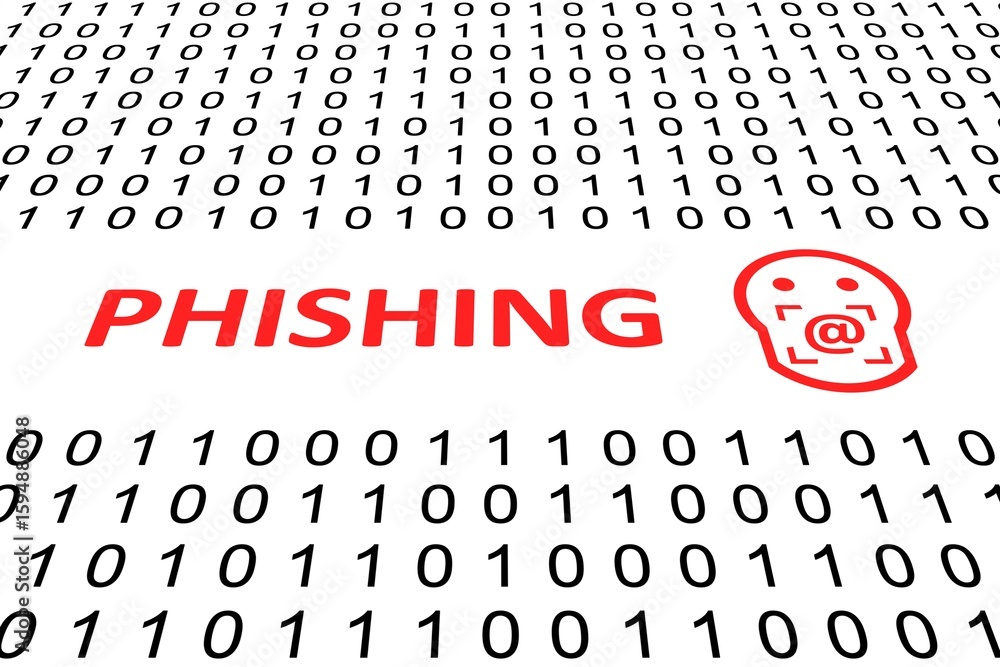 Poster phishing concept binary code 3d illustration