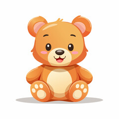 Fototapeta premium Adorable cartoon teddy bear illustration with a cute expression, soft fur, and a friendly smile, perfect for children's designs and playful projects.