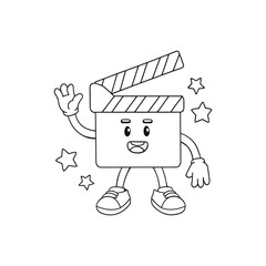 Cartoon clapper board mascot with waving hand