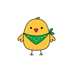 Illustration of a cute chick wearing red bandana
