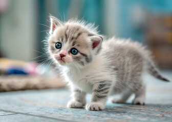 kitten closeup with blue eyes