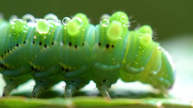Microscopic Wonders A Green Caterpillar's Journey