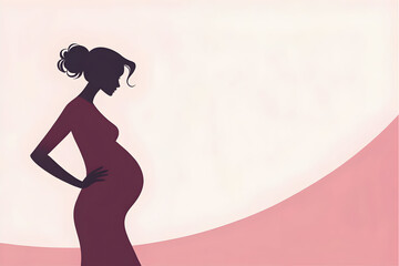 pregnant woman silhouette on pink background