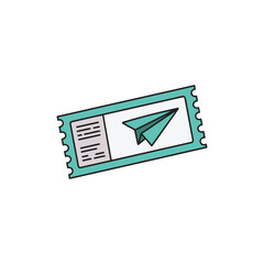 Airplane paper ticket line art illustration