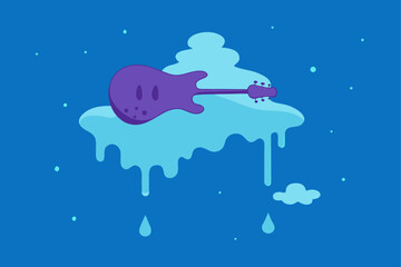 Adorable cartoon baby asleep on a blue cloud under a starry night sky, perfect for a baby shower card or winter celebration banner