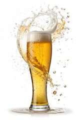tall beer glass with swirling splash