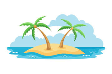 Tropical beach in Punta Cana, Dominican Republic. Palm trees on sandy island in the ocean.