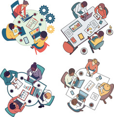 Diverse Business Team Collaboration Vector Illustration