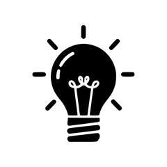 Illuminating Idea: A luminous graphic of a light bulb, symbolizing innovation, inspiration, and creative concepts, rendered in a simple yet striking black and white style.