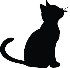 This image depicts a simple, minimalist illustration of a cat. The cat appears to be sitting and has a distinctive, cartoonish appearance with exaggerated features like large eyes and a small, rounded