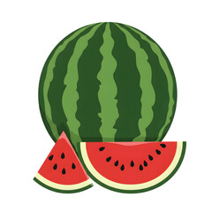 Juicy watermelon slices: A vibrant illustration of a whole watermelon and juicy slices, radiating freshness and summer vibes.