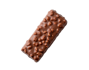 Chocolate bar with nuts on transparent background