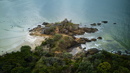 Aerial shot of Byron Bay in Australia, a coastal paradise for travellers.