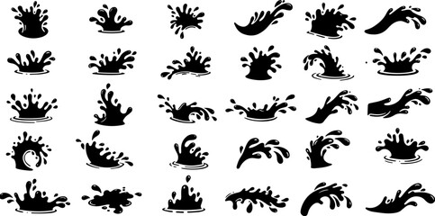 Fototapeta premium Vector art set of black silhouette tribal fire flower and bird leaf symbols
