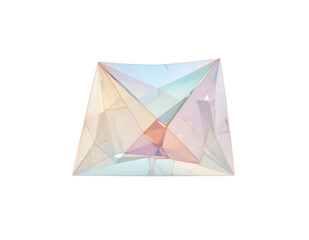 Two Intersecting Semi-Transparent Tetrahedra in Pastel Tones &ndash; Abstract Geometric 3D Shape on White Background | Symmetrical Polygonal Art | PNG Image for Design & Decoration