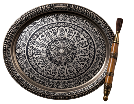  Engraving Brush with Metal Plate – Isolated Art Tools on Transparent Background PNG