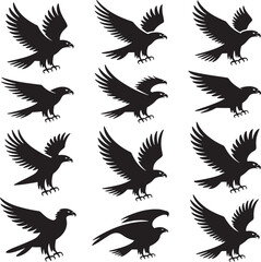 Obraz premium Vector Bird Collection – Clean Line Art of Birds in Various Poses