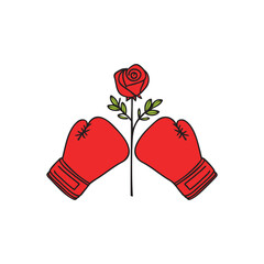 Illustration of boxing gloves with rose flower