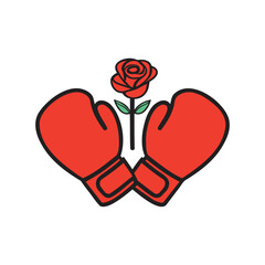 Illustration of boxing gloves with rose flower