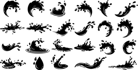 Fototapeta premium Vector art set of black silhouette tribal fire flower and bird leaf symbols