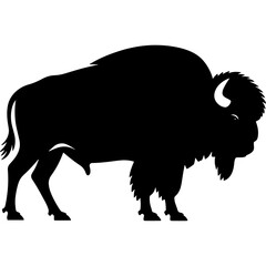 Black and buffalo wisconsin silhouette isolated on white background