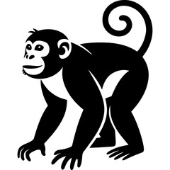 Obraz premium Black and white monk silhouette isolated on white background