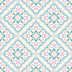 Teal and Gold Abstract Seamless Tile Pattern