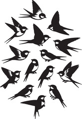 Vector Bird Collection – Clean Line Art of Birds in Various Poses