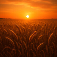 sunset over wheat field