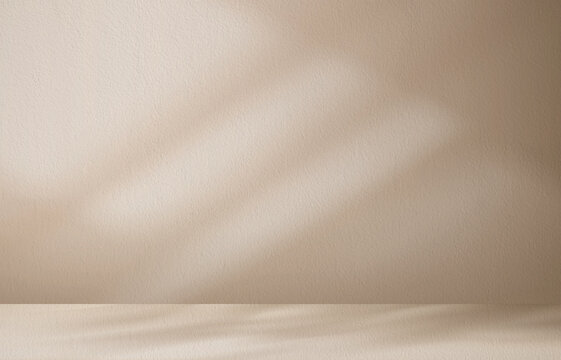 Brown Background for Product,Brown Chocolate Wall Studio Room with light, shadow on Beige floor,Backdrop Display Mockup with 3d Podium Stand,Scene for Cosmetic in Winter Sale,Autumn or Fall Banner